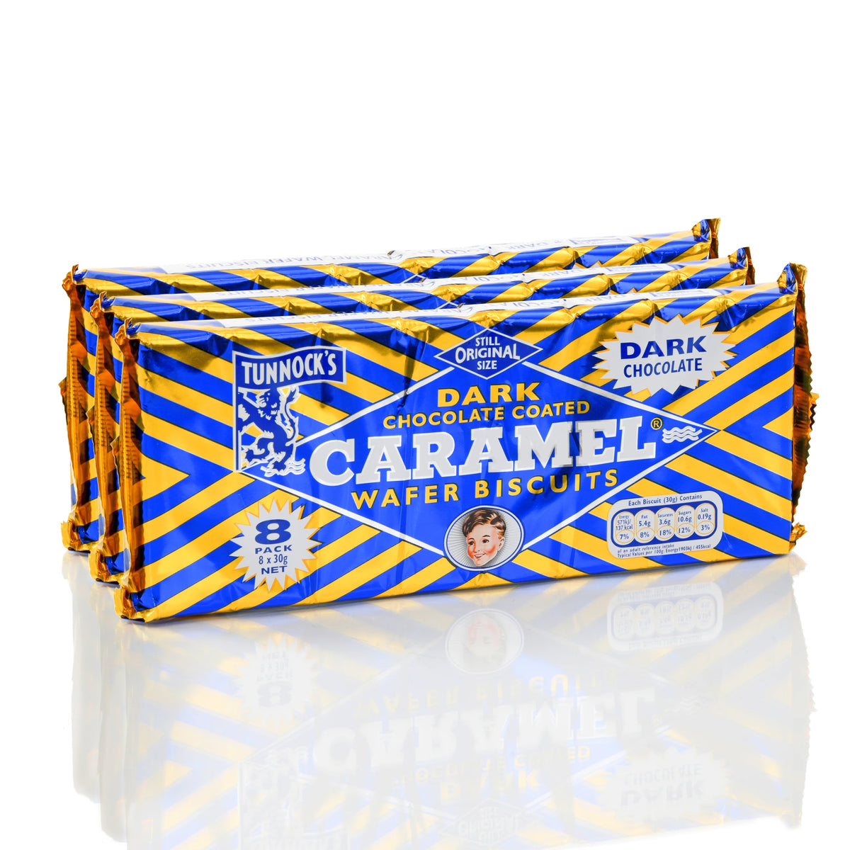 Tunnock's Dark Choc Caramel Wafers Bundle 3 x 8-Pack