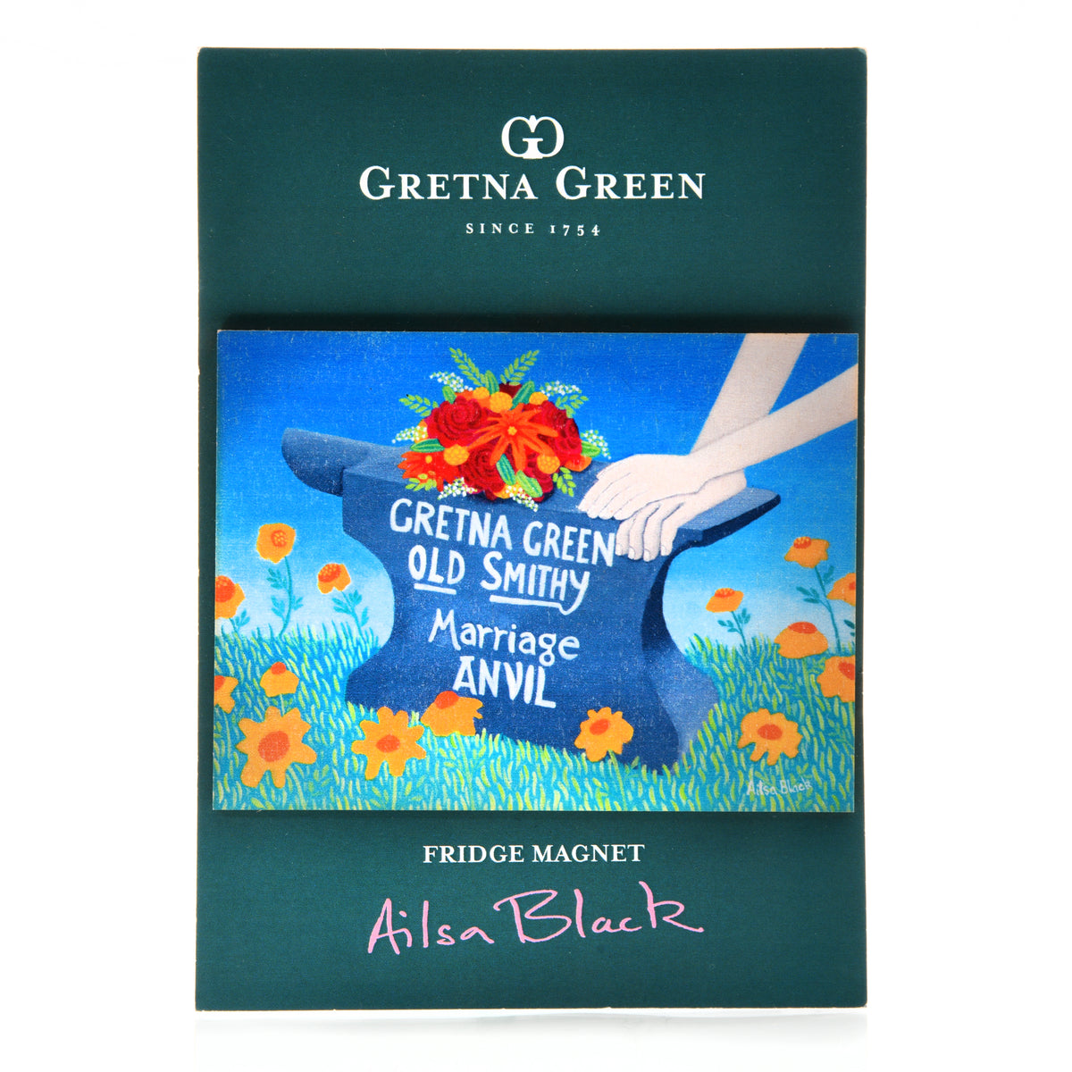 Gretna Green Ailsa Black Anvil Wooden Magnet