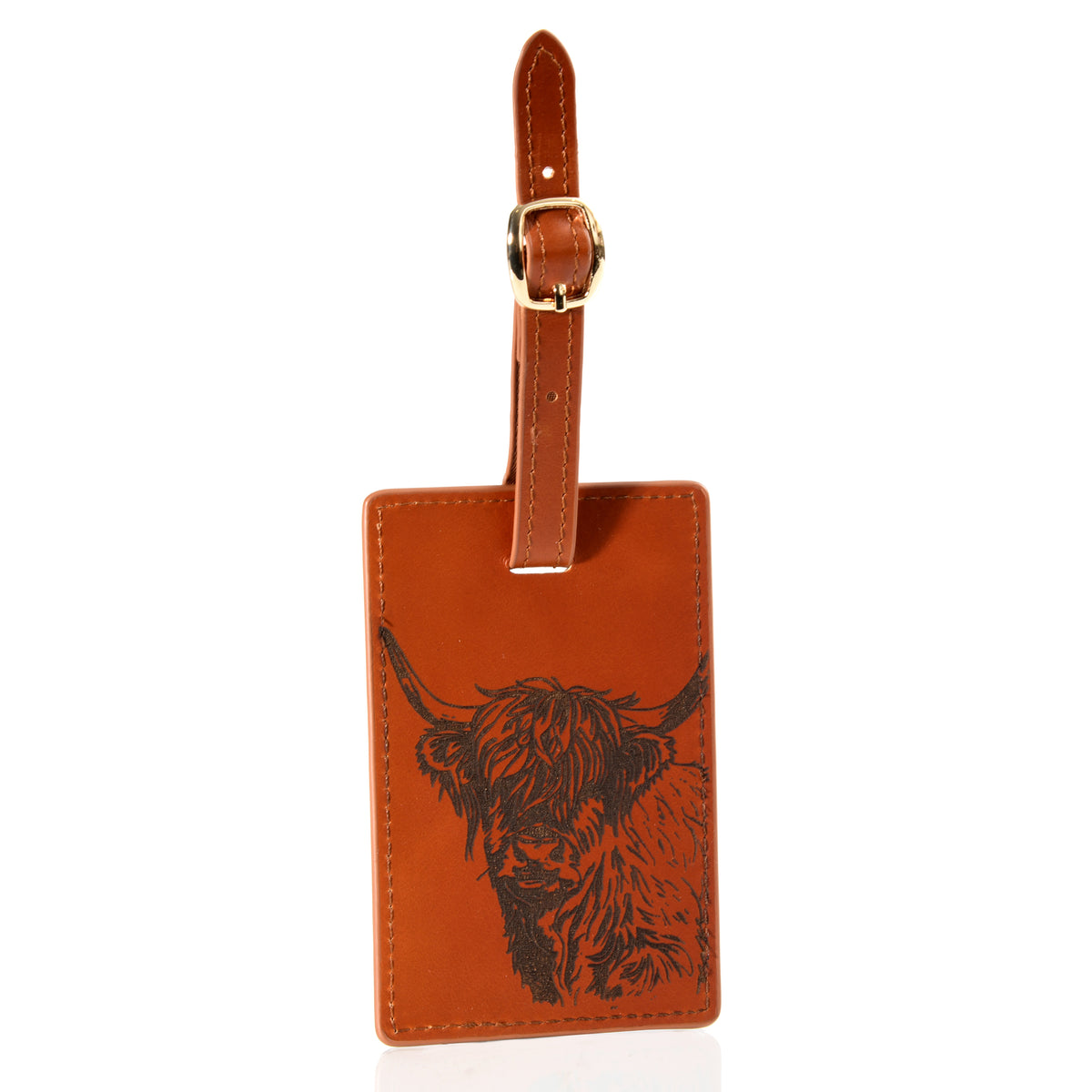 Highland Cow Leather Luggage Tag