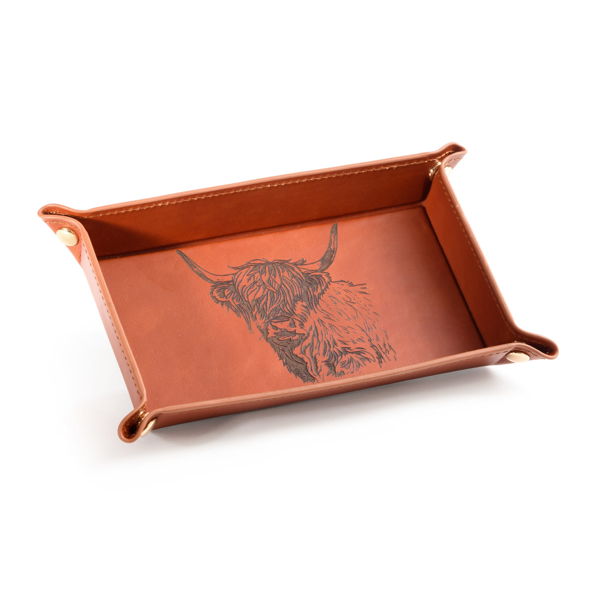 Highland Cow Leather Trinket Tray