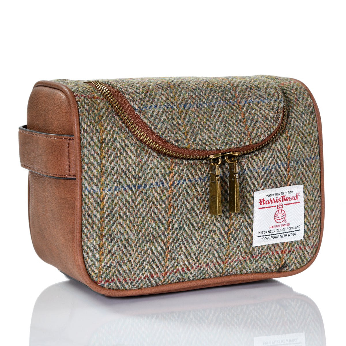 Men's Chestnut Herringbone Wash Bag