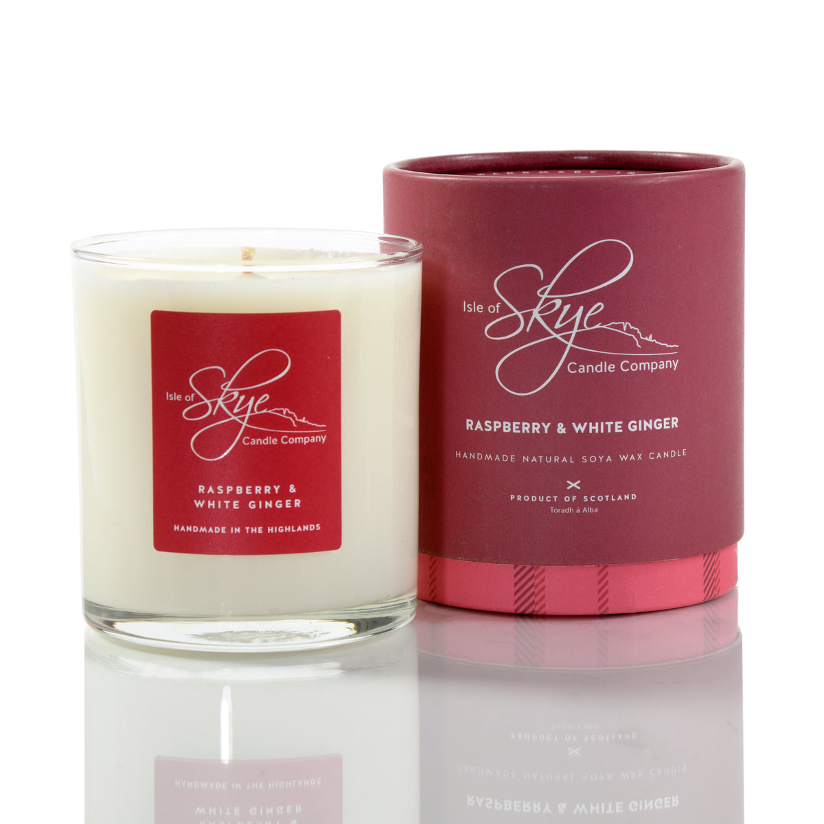 Raspberry & White Ginger Large Candle