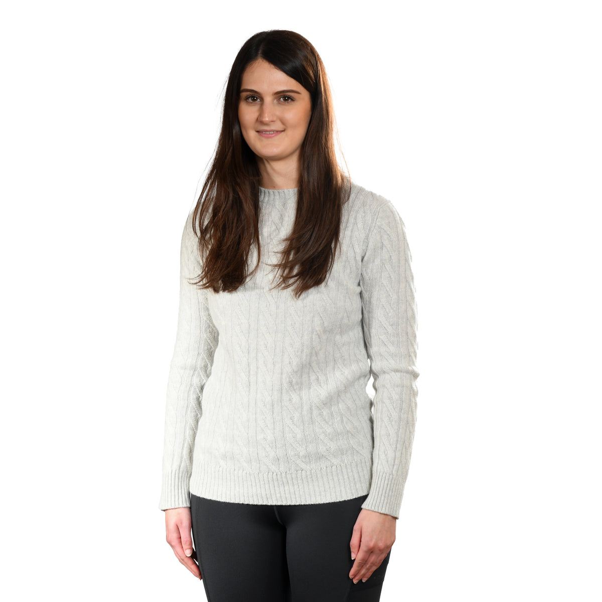 Ladies Cashmere Cable Crew Neck Sweater Nuage