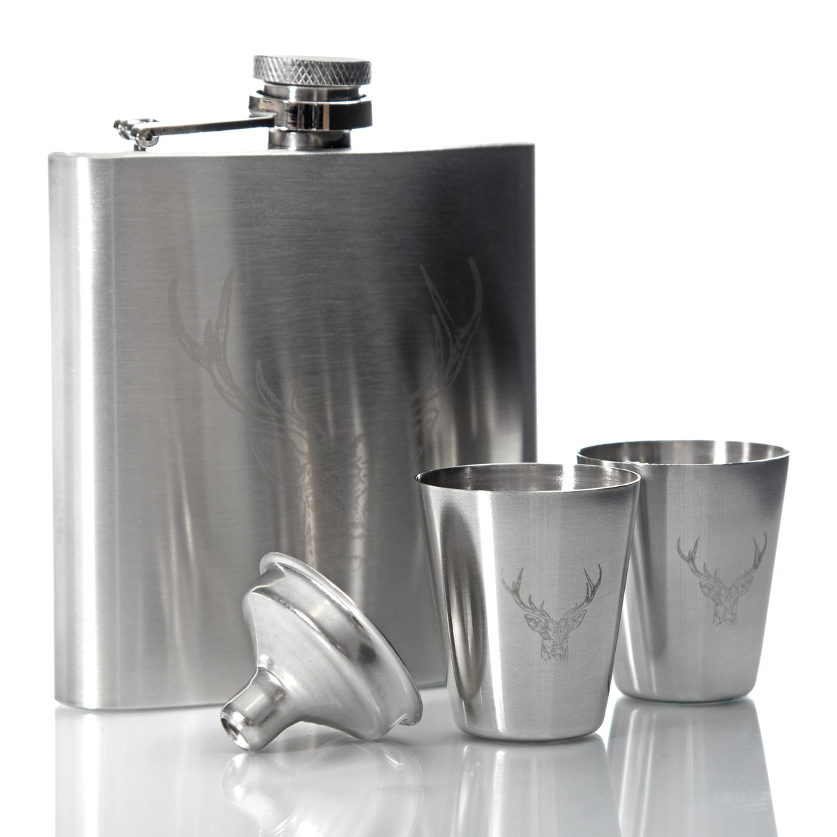 Stag Hip Flask & Cup Set