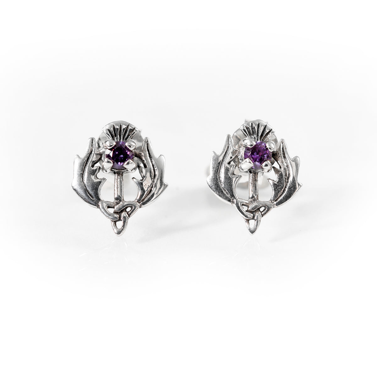 Thistle Earrings with Amethyst