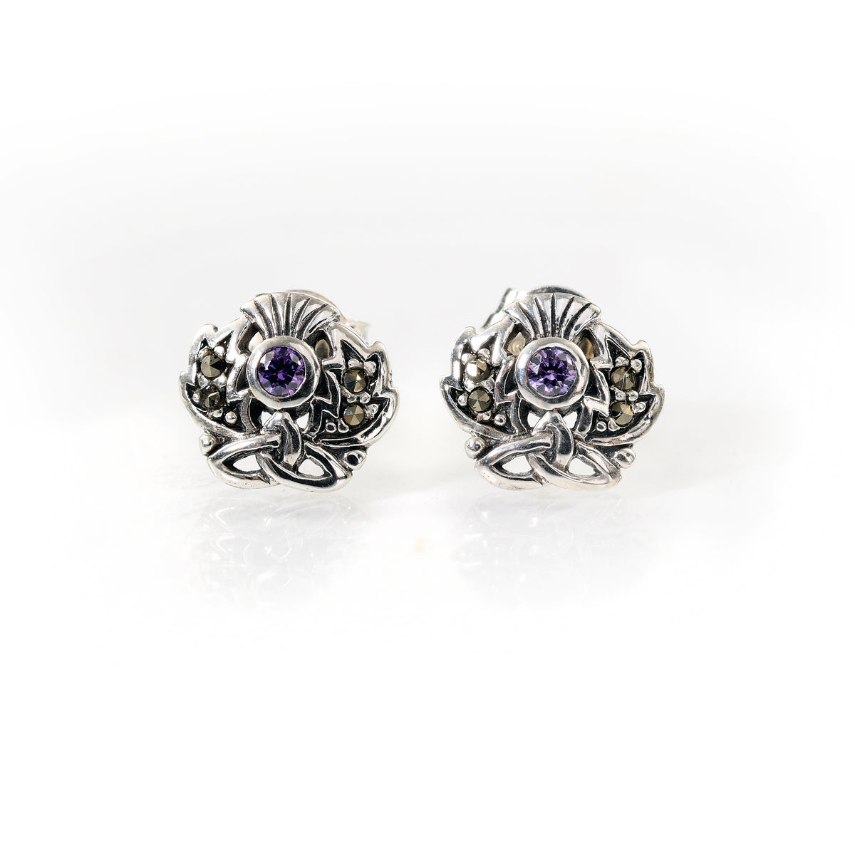 Thistle Earrings with Amethyst