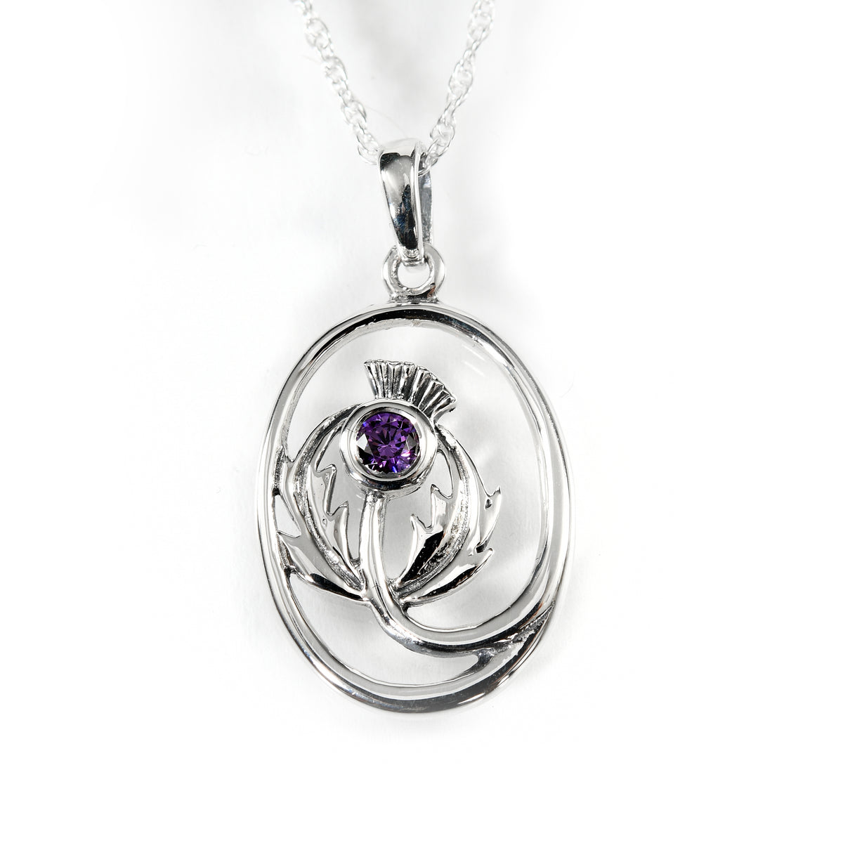 Thistle Pendant with Amethyst