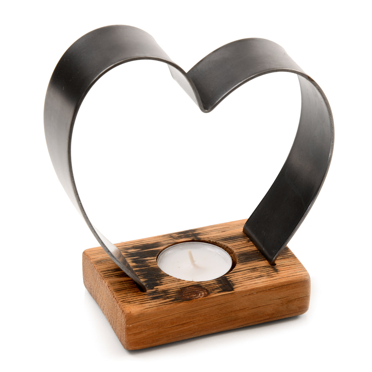 Whisky Barrel Heart Tea Light Holder